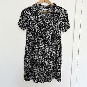 Zara Kids Black and White Flower Print Shirt Dress Size 13-14‎